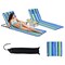 Costway 3-Piece Beach Lounge Chair Mat Set 2 Adjustable Lounge Chairs with Table Blue\Stripe